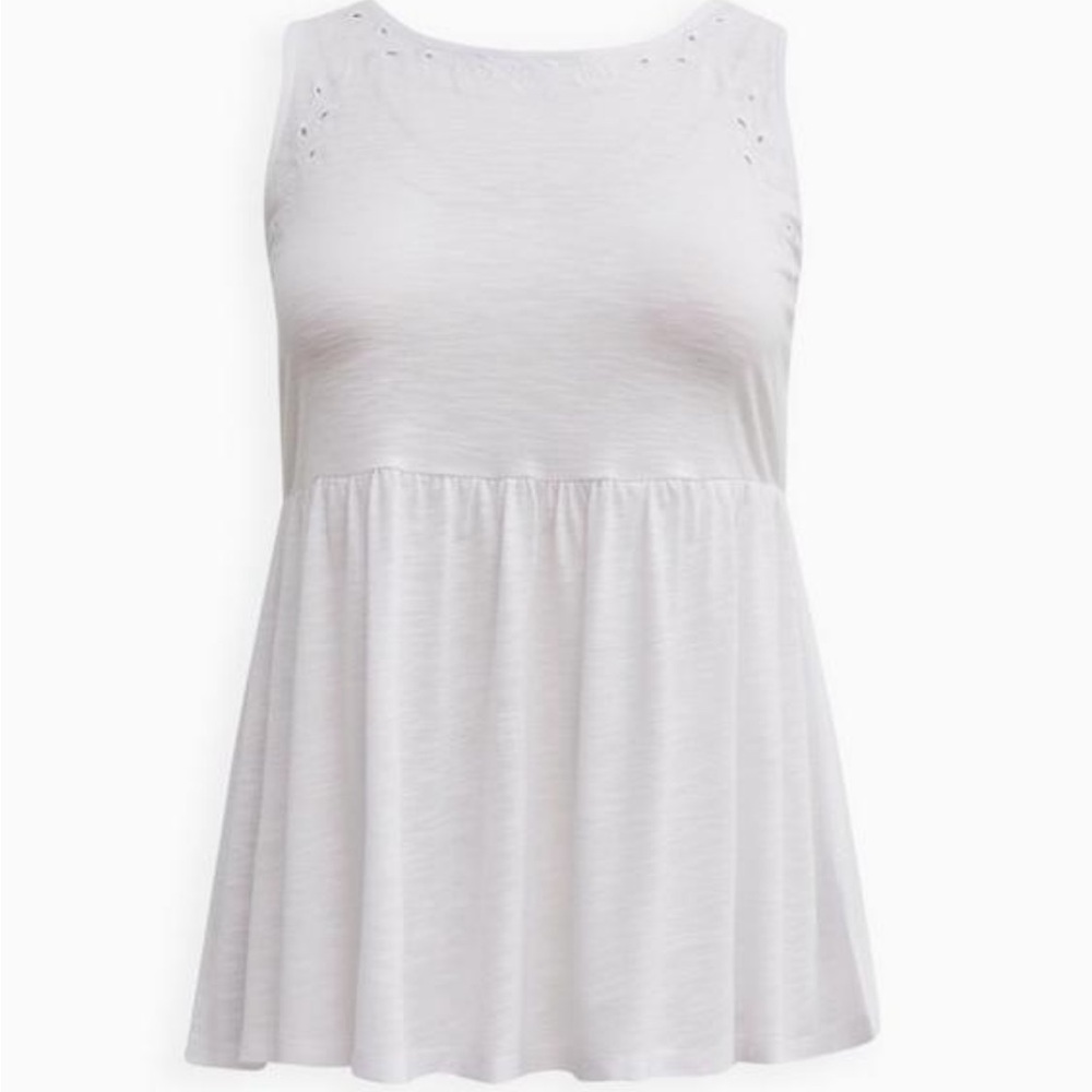 Torrid babydoll feather soft slub crew neck embroidered tie back top